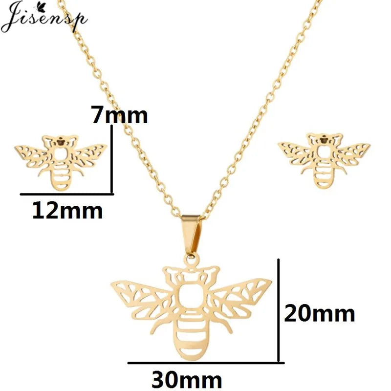 Edelstahl Kolibri Schmetterling Halskette Ohrringe Mode Kleine Vögel Schmuck Sets für Frauen Mädchen Valentinstag Geschenk