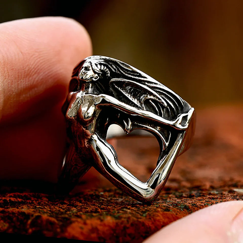 Vintage Persönlichkeit Frauen Körper Form Ring Für Männer Frauen Edelstahl Punk Biker Mode Kreative Schmuck Geschenke Großhandel