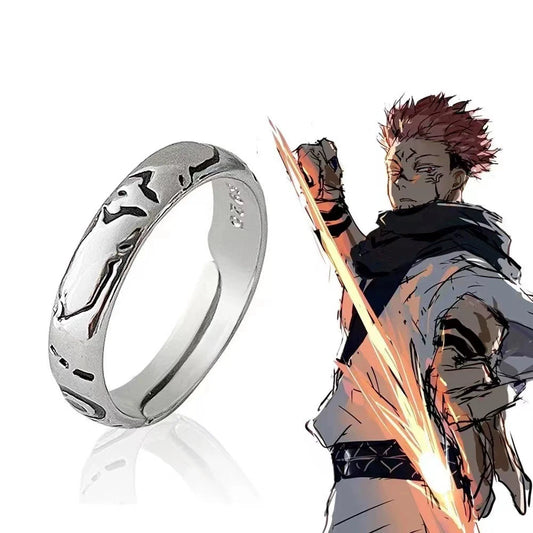 Anime Jujutsu Kaisen Ryomen Sukuna Itadori Yuji Ring Cosplay Metall Öffnung Einstellbar Unisex Ringe Schmuck Prop Zubehör Geschenk