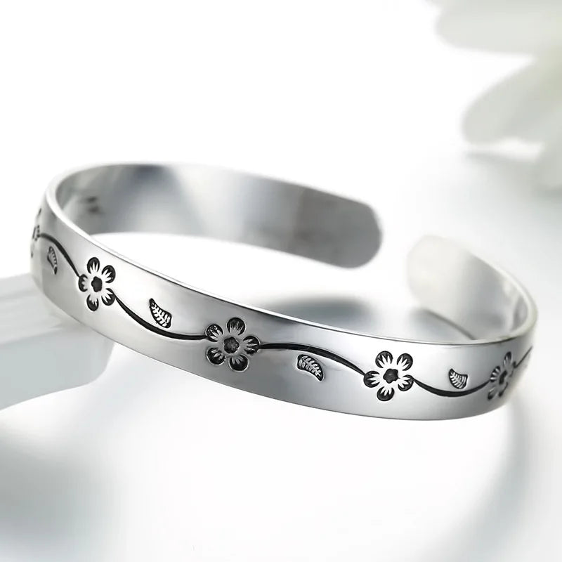 Offenes Blumenarmband aus 925er-Sterlingsilber für Damen, luxuriöser Qualitätsschmuck, Großhandelsschmuck