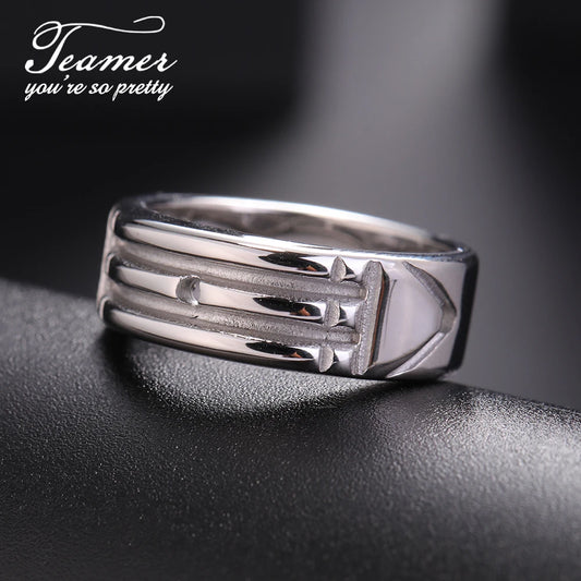 Teamer Amulett Atlantis Ring Edelstahl Breite Mode Minimalistische Ringe für Männer Frauen Paar Hochzeitstag Schmuck Geschenk