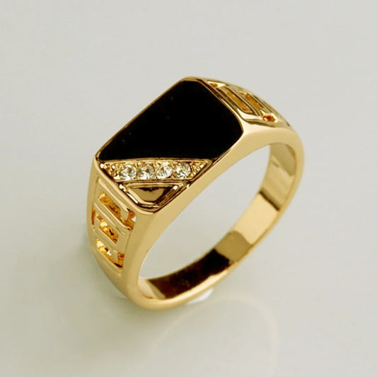 Klassische Ring Herren Ringe Punk Schwarz Quadrat Mode Herren Ring Oberfläche Muster Mode Ringe für Männer Gold Farbe Schmuck Großhandel