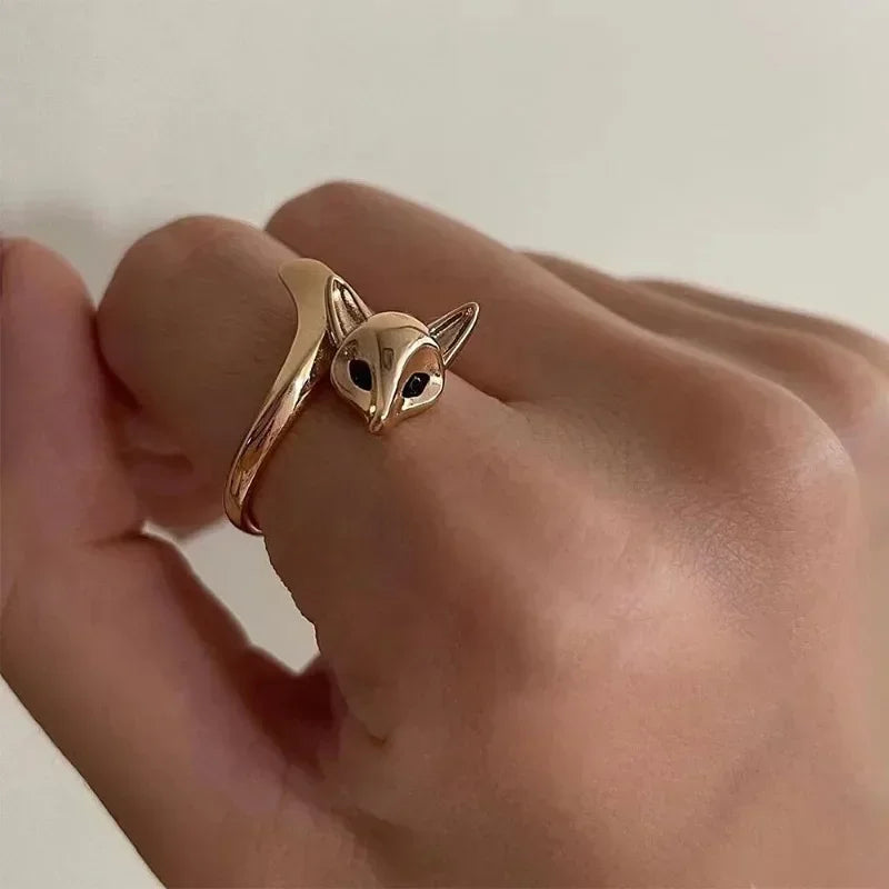 Kreativer, fuchsförmiger, verstellbarer Ring mit Öffnung für Damen und Herren, Vintage-Tierringe, Hip-Hop-Metallschmuck, Zubehör, Alem Itt