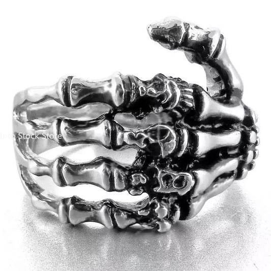 Vintage Skeleton Gothic Ringe für Männer Silber Farbe Hand Knochen Punk Paar Ring Frauen Hip Hop Kreativität Schmuck Neue