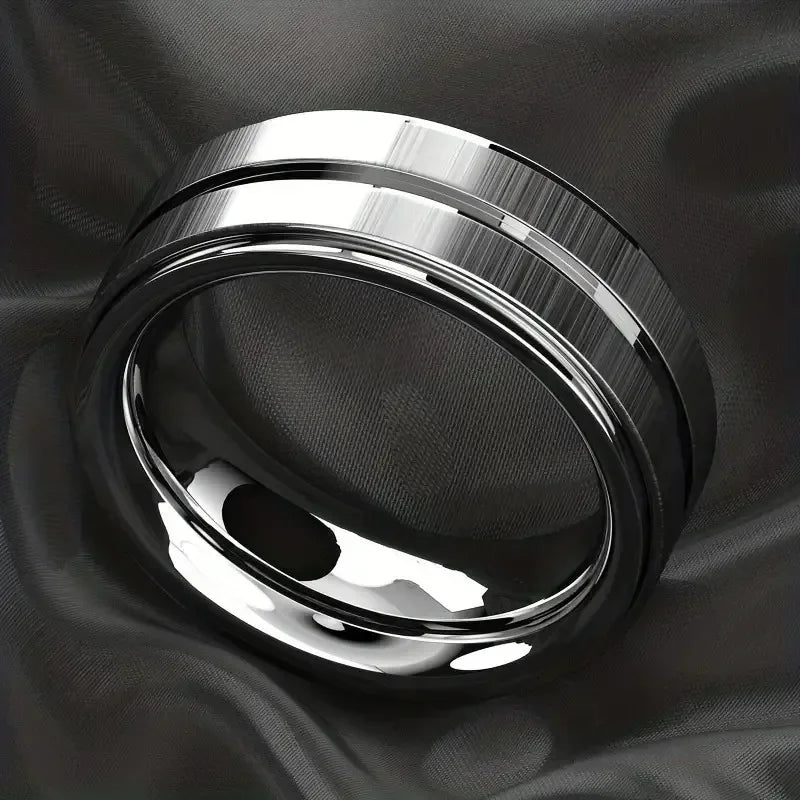 Schwarzer Wolframkarbid-Ring für Herren, gebürstet, schwarz, Ehering für Herren, Verlobungsringe für Herrenschmuck, 8 mm Edelstahl