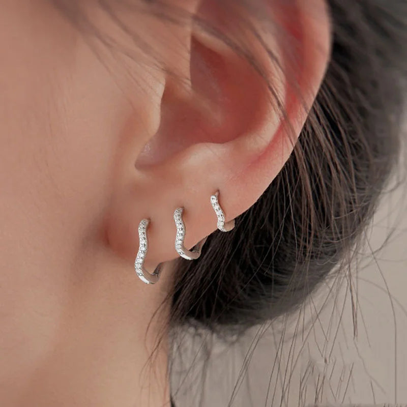 1PCS Edelstahl Minimal Creolen Kristall Zirkonia Kleine Huggie Dünne Knorpel Ohrring Helix Tragus Piercing Schmuck