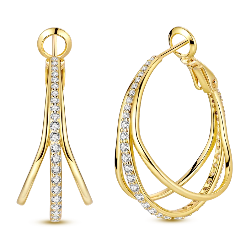 Ohrringe aus 925er-Sterlingsilber, Goldserie, U-förmige Creolen, passend für Original-925-Charms für Frauen und Mädchen, Party, edler Schmuck