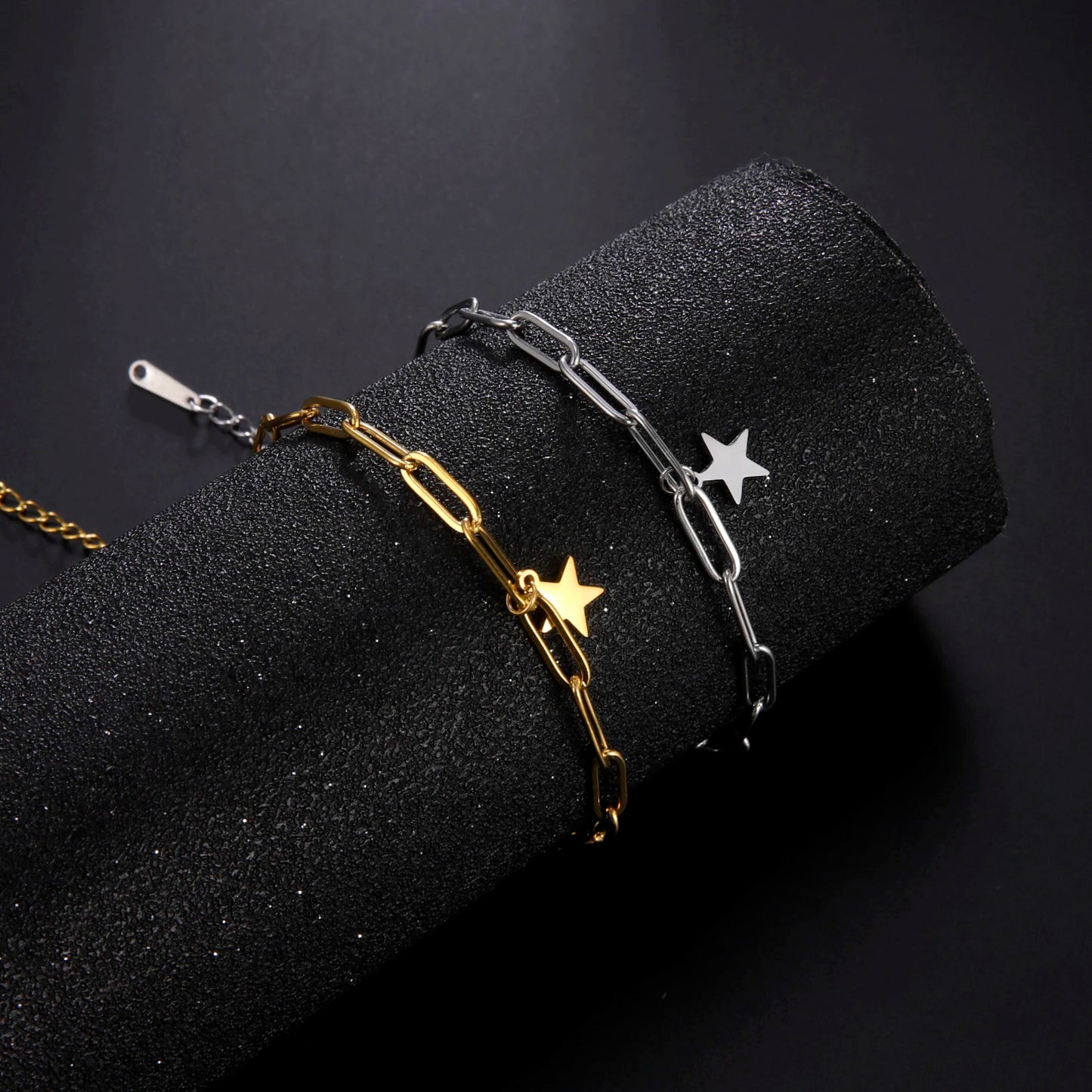 Amaxer Edelstahl Armband für Frauen Mann Pentagramm Büroklammer Kette Pulseira Hochzeitstag Schmuck Mutter Geschenk