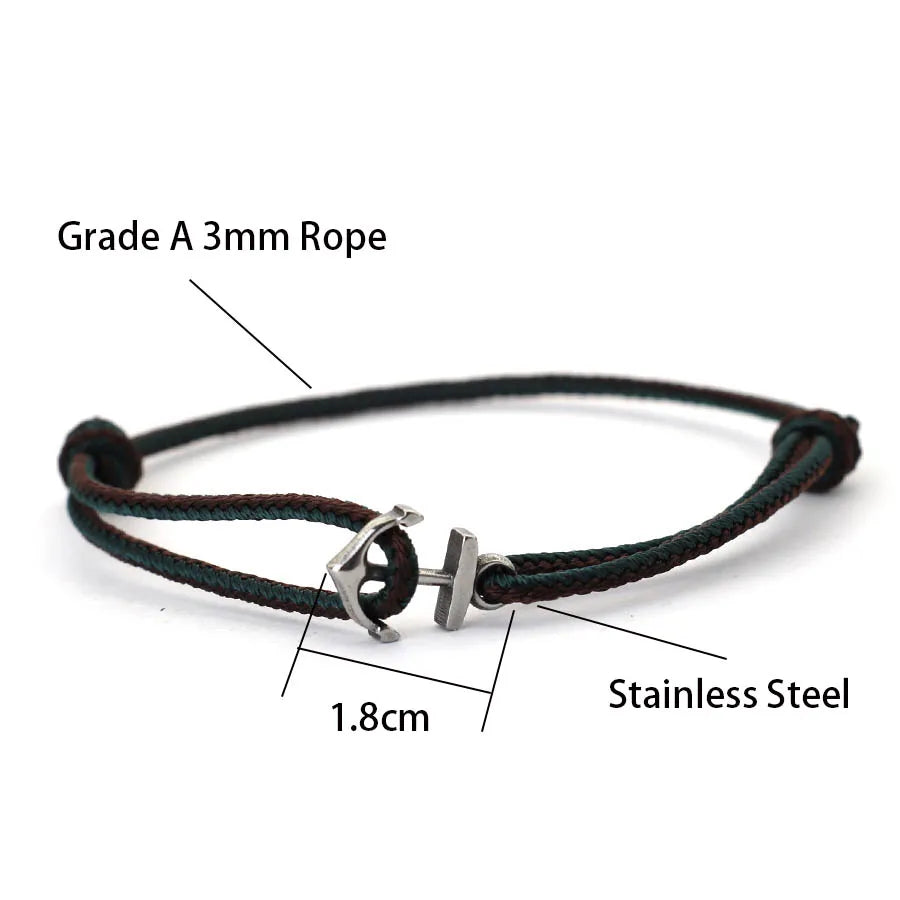Neue Männer Anker Armband Ethnischen Stil Feines Seil Edelstahl Armband Handgemachte Einstellbare Pulsera Viking Strand Surfen Schmuck