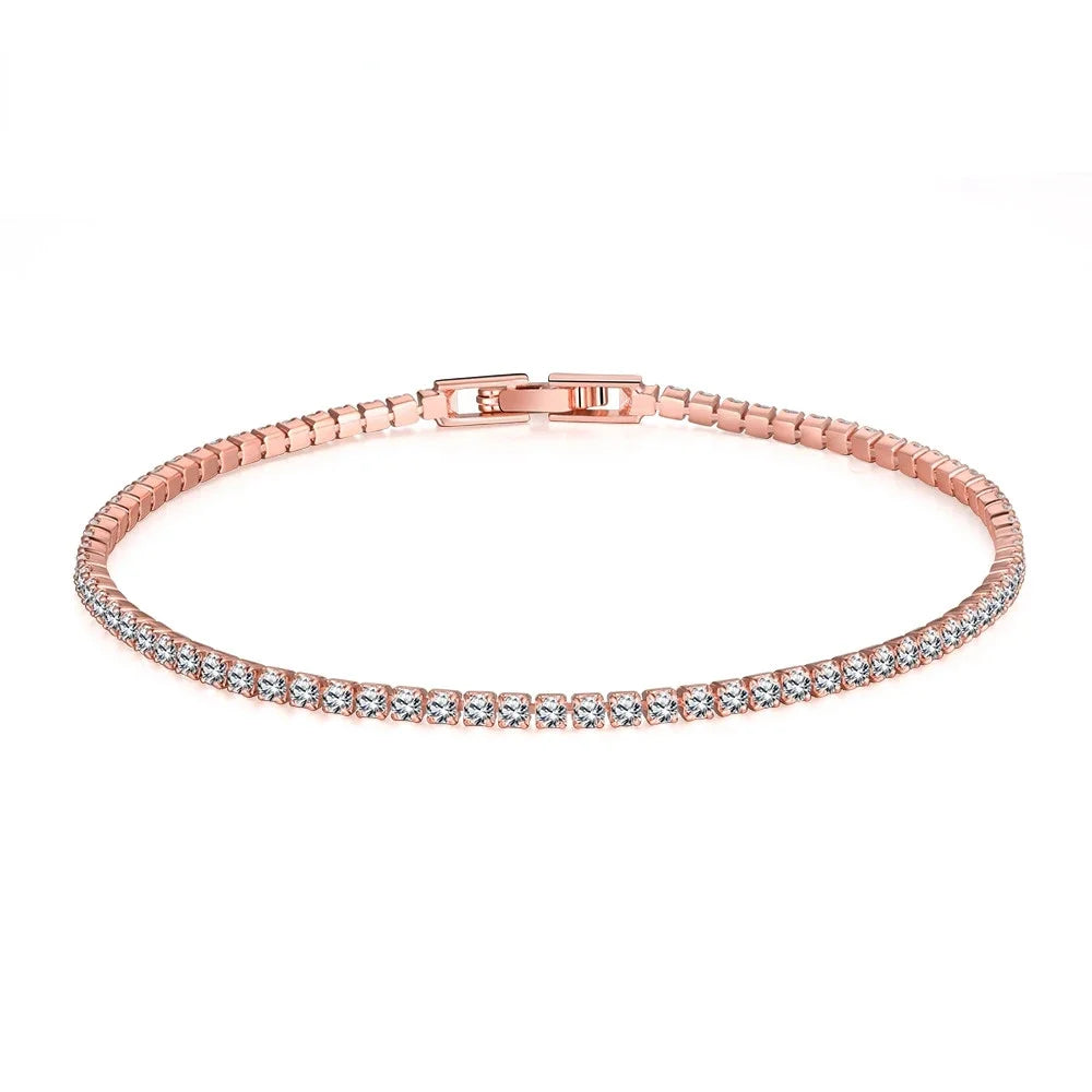 Sterling 925 Silber Schmuck 16 cm bis 19 cm Tennisarmband 2 mm Zirkonia Jubiläumsgeschenk Echtes Sterling Silber Armband