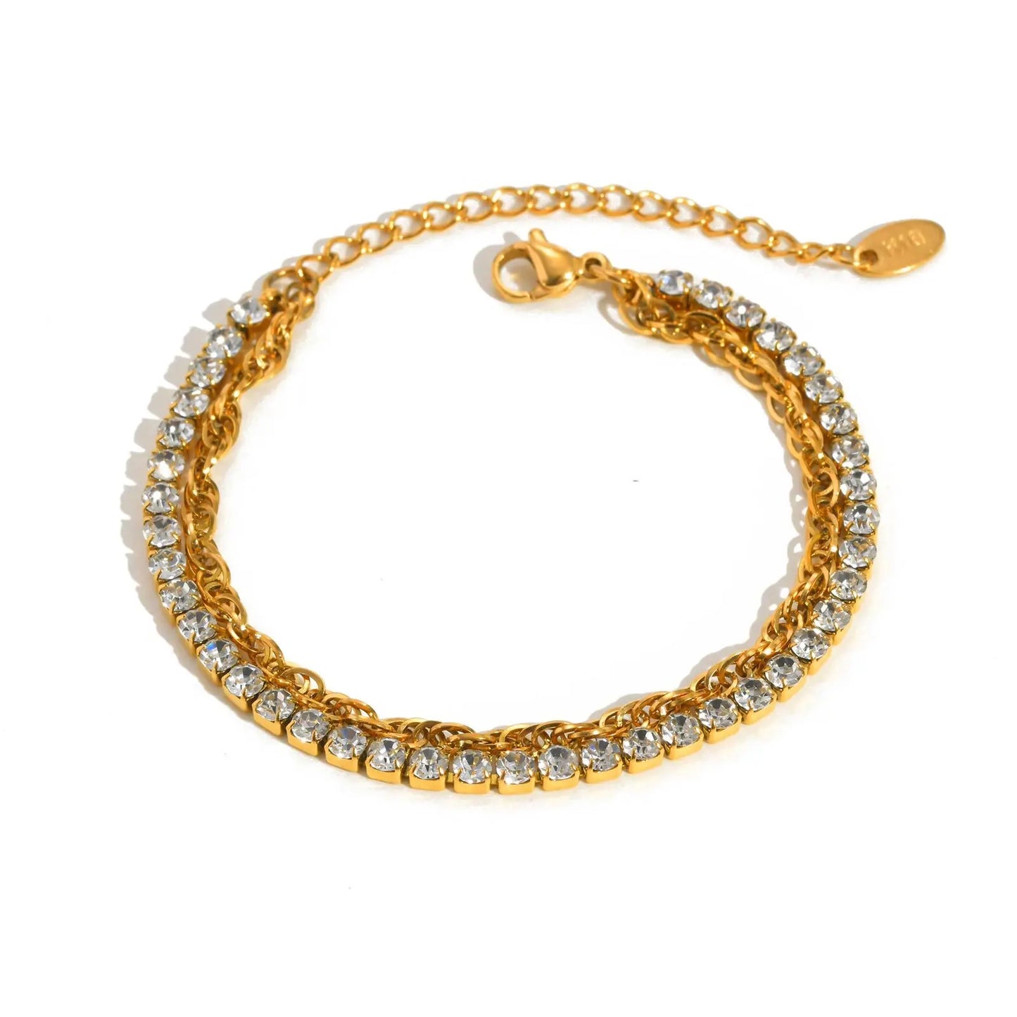 Vnox Edelstahl Zirkonia Kette Armband Für Frauen Doppel Schicht Twist Kette Charm Armband Luxus Schmuck Mädchen Geschenke