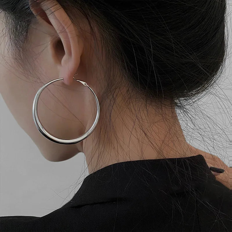 Mode Übertrieben Großen Kreis Creolen für Frauen Erklärung Schmuck Glatte Kreis Ohrringe Femme Boucles d'oreilles