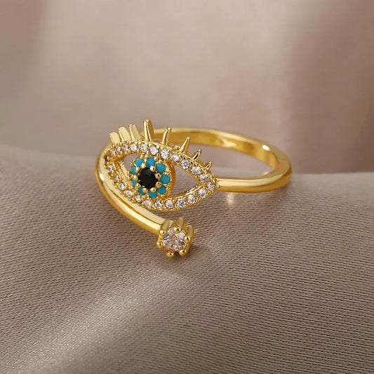 Mode Silber Überzogene Evil Eye Ringe für Frauen Vintage Edelstahl Türkische Glück Dämon Auge Paar Ring Emo Schmuck