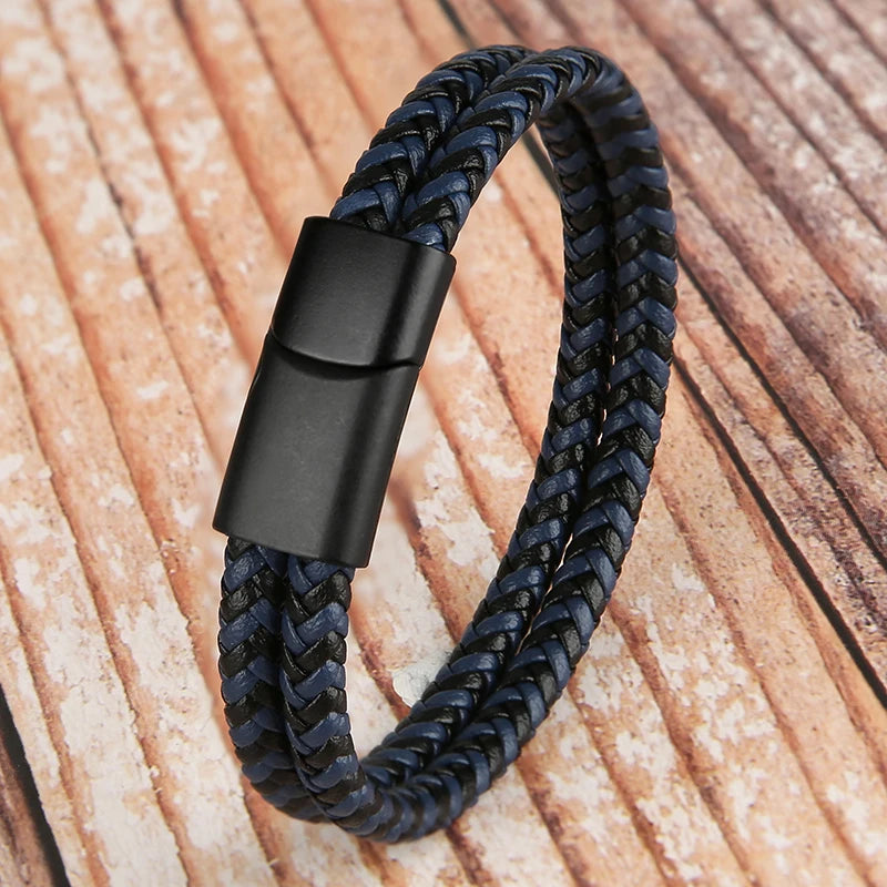 2025 NEUE Echtes Leder Armbänder & Armreifen für Männer Frauen Doppel Schicht Leder Seil Armband Handgemachten Schmuck Homme Pulseras