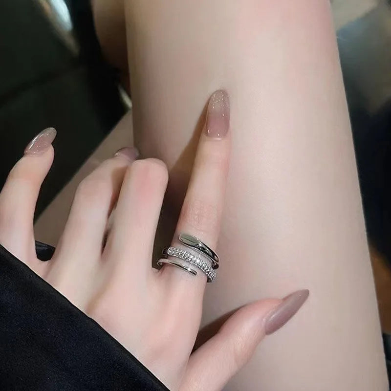Kristall Ringe Kpop Herz Einstellbare Ring Unregelmäßige Geometrie Punk Vintage Ringe für Frauen Mädchen Neue Mode Schmuck
