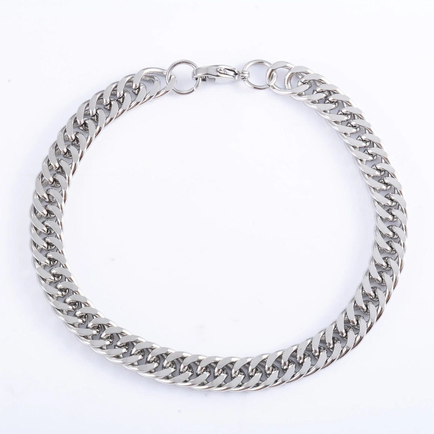 Herren Edelstahl Kubanische Panzerkette Link Armband für Punk Hiphop Junge Silber Farbe Armband Metall Schmuck Zubehör Geschenk