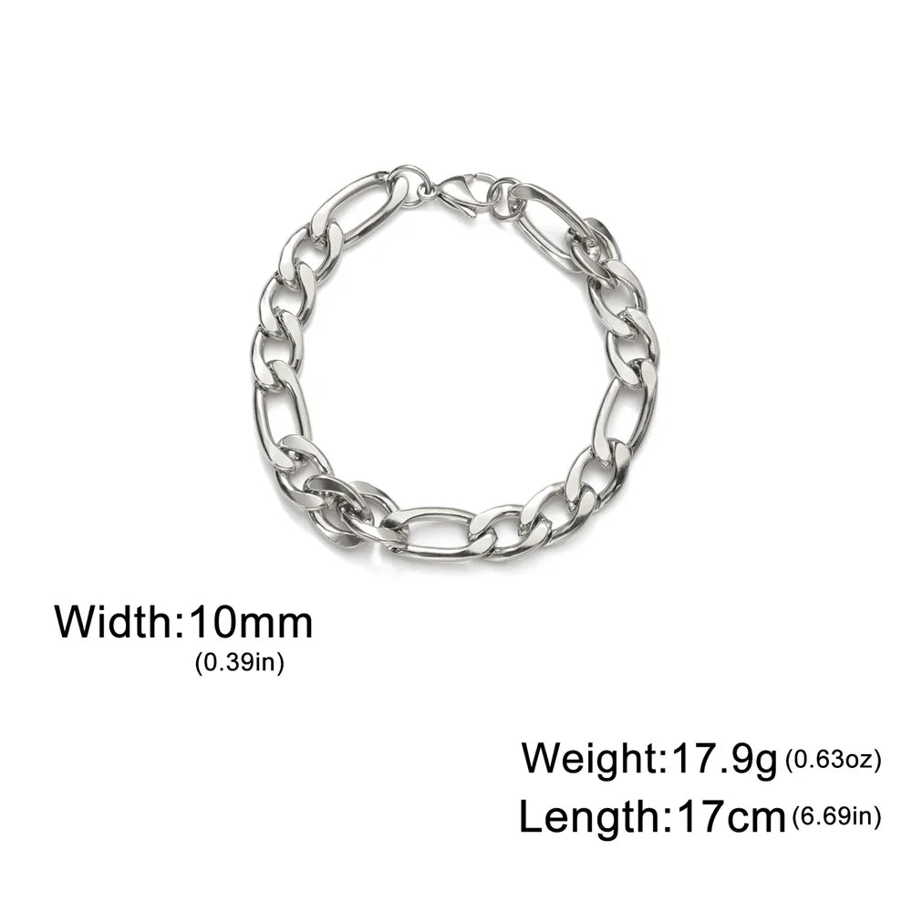 My Shape Mode kubanische Kette Männer Armband Edelstahl 3//9mm Breite Kette Armbänder Figaro Kette Junge Handgelenk Schmuck Paar