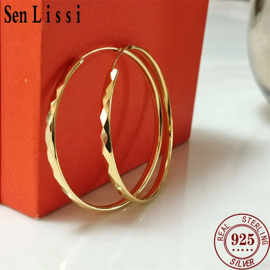 Senlissi – Creolen aus 925er-Sterlingsilber für Damen, 18 Karat vergoldet, Schmuck, schillernde Damen-Creolen, Weihnachtsgeschenke