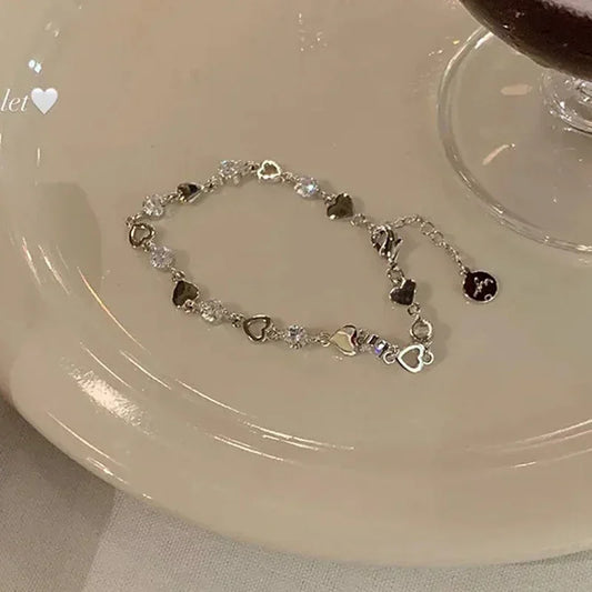 Korean Fashion Zirkon Herz Link Ins Armband für Frauen Süße Mädchen Aushöhlen Y2K Schmetterling Kette Armband Partei Schmuck Geschenke