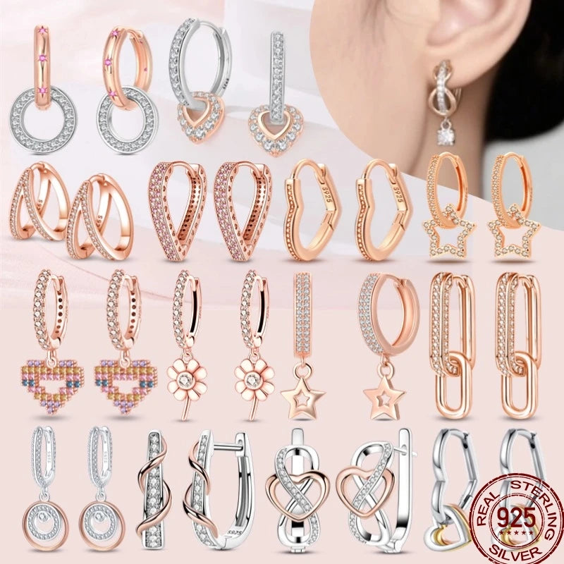 Ohrnadel aus 925er-Sterlingsilber, minimalistisch, gedreht, rund, Gold, Creolen, modisch, Zirkon, Ohrschnalle, Hochzeit, Damenschmuck, Geschenk