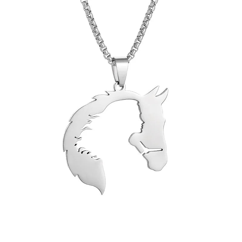 1Pcs Exquisite Titan Stahl Pferd Kopf Tier Halskette Geeignet Für Männer Und Frauen Mode Anhänger Hip Hop Trend Party schmuck