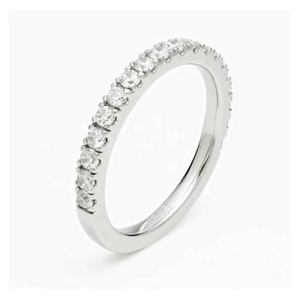 OXTAO Half Eternity Moissanit Brautring Echt 100 % 925 Sterling Silber Luxus Weibliche Ringe Ehering Schmuck GRA Zertifiziert