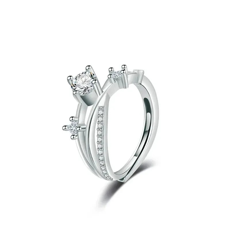 Luxus Zirkon Herz Ringe für Frauen Öffnung Einstellbare Weben Strass Ring Verlobung Hochzeit Schmuck Mode Freundin Geschenke
