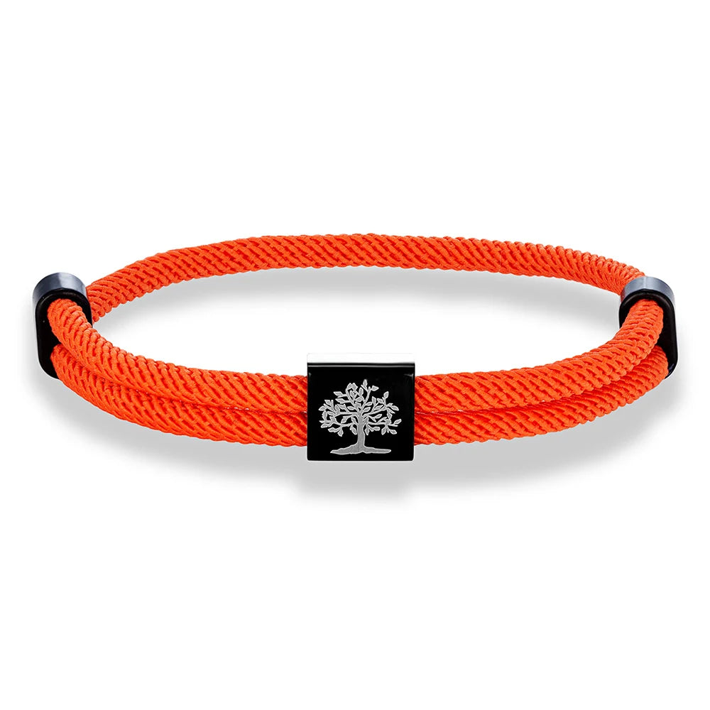 MKENDN Handgefertigtes marineblaues geflochtenes Seilarmband aus Edelstahl. Der Baum des Lebens, quadratische Armbänder für Männer und Frauen, Paarschmuck