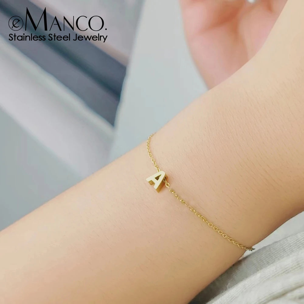 eManco Muttertag DIY Hauptstadt-Anfangsarmbänder Edelstahlschmuck Einfaches vergoldetes Armband 48-Stunden-Versand