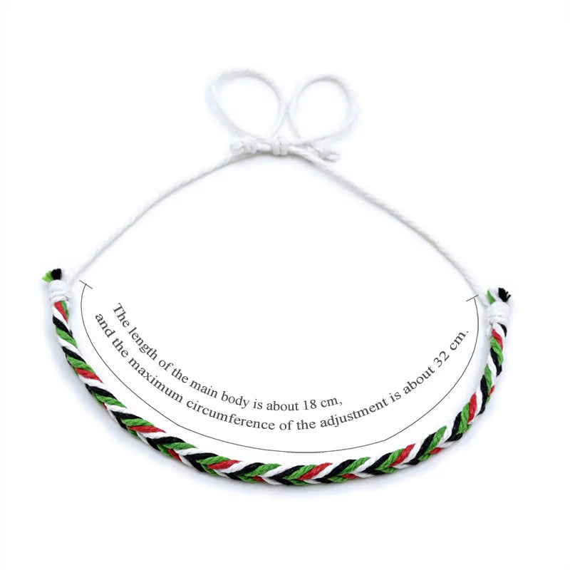 Meetvii Naher Osten Arabischen Stil Baumwolle Seil Gewebte Armbänder für Frauen Männer Einfache Wassermelone Farbe Nationalflagge Armbänder