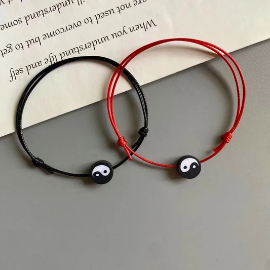 2 teile/lose Seil Armband für Frauen Männer Chinesischen Yin Yang Stil Statemet Einstellbare Mode Hand Schmuck Paar Armband Großhandel