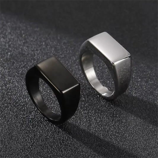 1pc Legierung einfache glänzende Ringe mit rechteckigem Dekor, exquisiten Herren Accessoire Schmuck