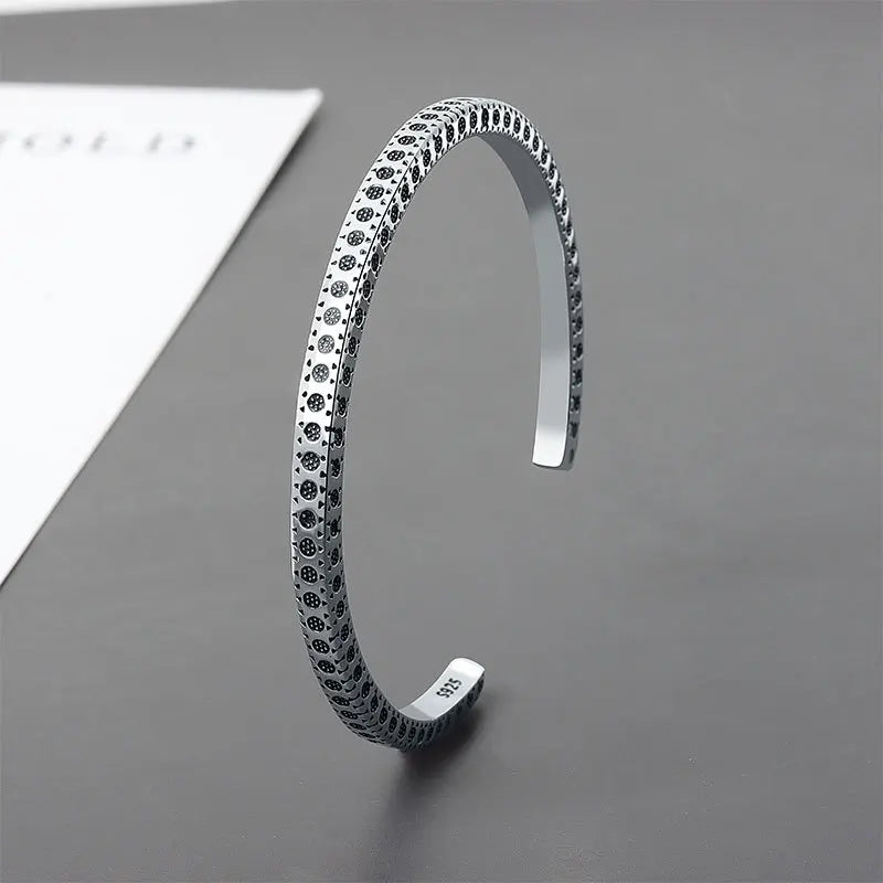 Silberfarbenes Feder-Manschettenarmband für Männer und Frauen, Vintage-verstellbares Armband, Armreif, Modeschmuck
