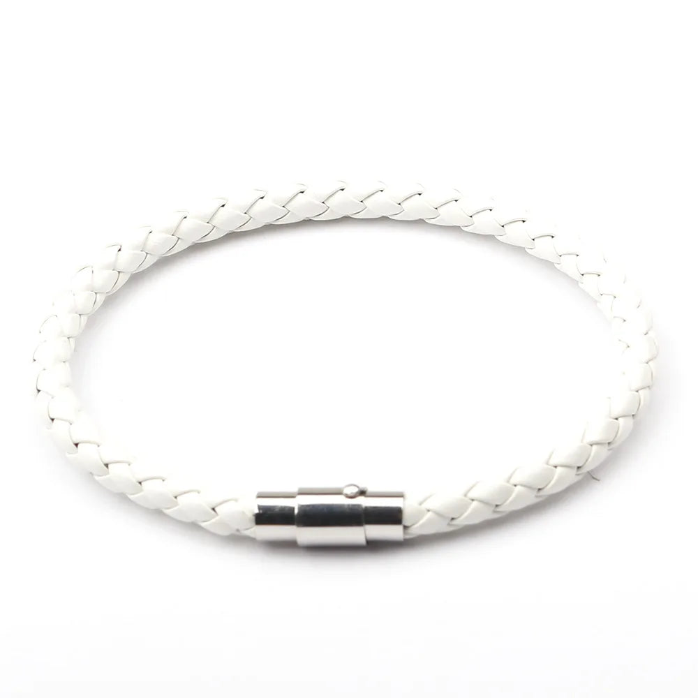 Unisex geflochtene Lederarmbänder für Männer und Frauen, verschiedene Farben, Seil-Lederarmband, Metall-Magnetverschluss, Paar-Kordel-Armband