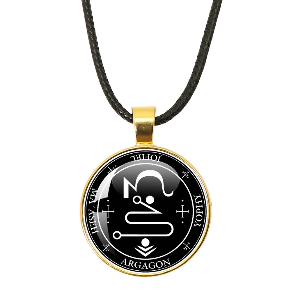 Siegel der sieben Erzengel Medaille Leder Seil Halskette Michael Raziel Uriel Gabriel Anhänger Rune Halskette Schutz Amulett Geschenke