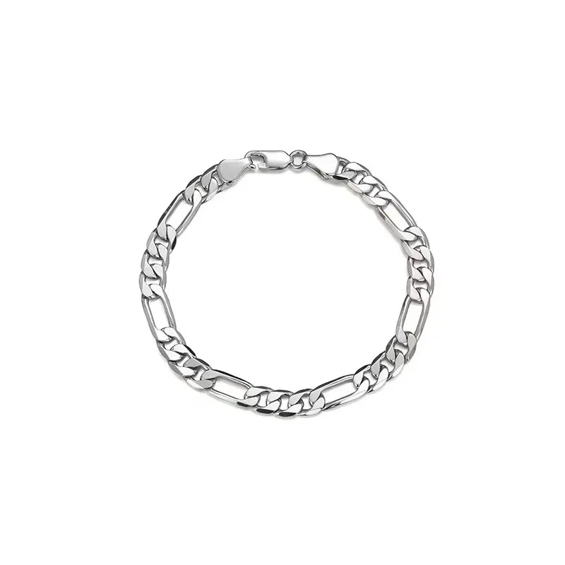 Punk 925 Sterling Silber 4/6 MM 8 Zoll Figaro Kette Für Männer Einfache Frauen Hip Hop Armband schmuck Party Zubehör Großhandel