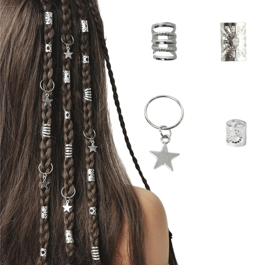 35 teile/satz silberne fünfzackige Sterndesign-Haars ch laufen für Frauen und Mädchen, die Haarschmuck loc Haarschmuck für Zöpfe verkleiden