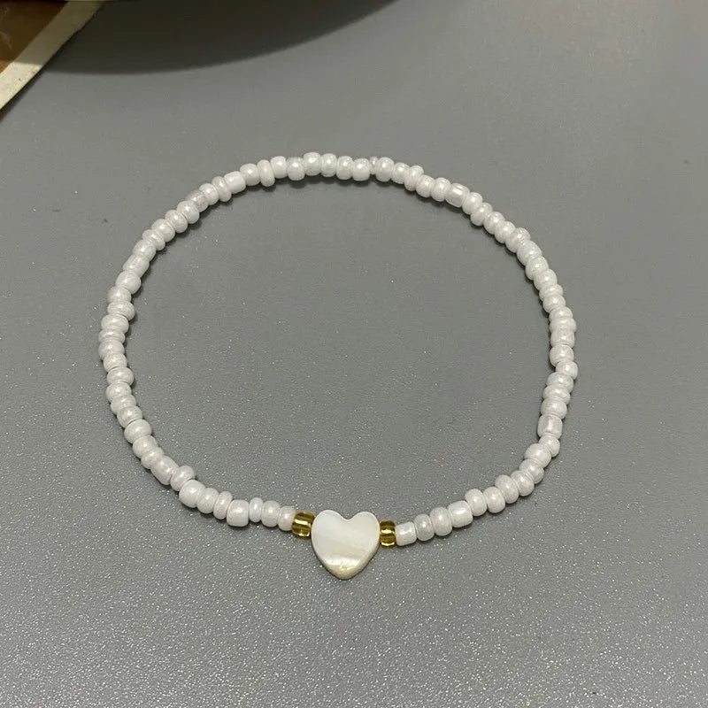 Natur Muschel Liebe Herz Armband für Mädchen Frauen Hand Schmuck Nette Romantische Handgemachte Armband Geschenk für Freund Großhandel