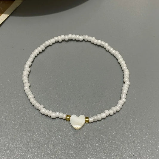 Natur Muschel Liebe Herz Armband für Mädchen Frauen Hand Schmuck Nette Romantische Handgemachte Armband Geschenk für Freund Großhandel