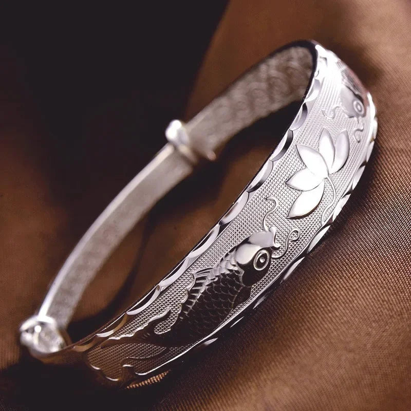 Luxuriöse Fische aus 925er-Sterlingsilber, viele Lotus-Armbänder, Armreifen für Damen, Mode, Party, Hochzeit, Designer-Schmuck, Urlaubsgeschenke