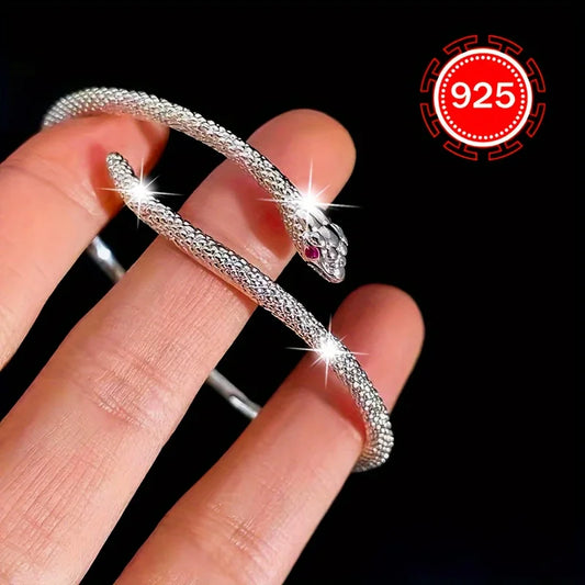 Hypoallergenes, stilvolles Öffnungsarmband aus 925er Silber, modisches Spirit-Schlangenarmband für Damen, Hip-Hop-High-End-Textur-Armband,