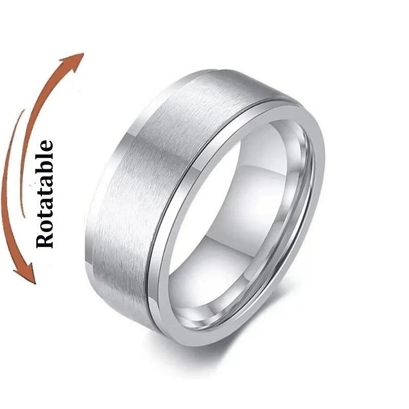 Edelstahl rotierende Angst Fidget Spinner Ringe für Paare Sorgen Stress Relief Metall Rock Band Ring Anillo Antiestres