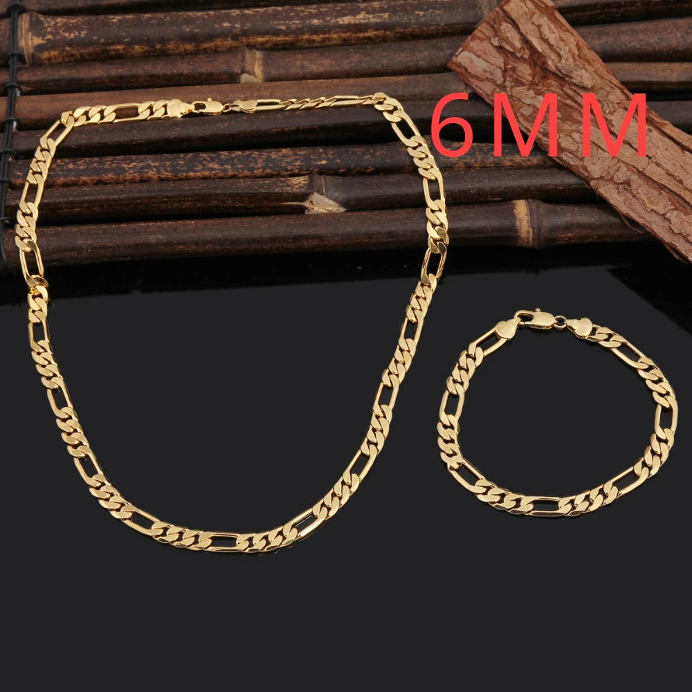 Heiße beliebte 925 Sterling Silber 18K Gold edle 6MM Geometrie Armbänder Halskette Schmuck Sets für Frauen Männer Mode geschenke Hochzeit