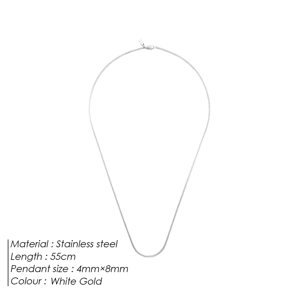 ELANDIS Edelstahl Wasserdicht Platin Charme 1,5 MM Box Kette Halskette in Weiß Goldene männer Feine Geschenk Schmuck dropshipping