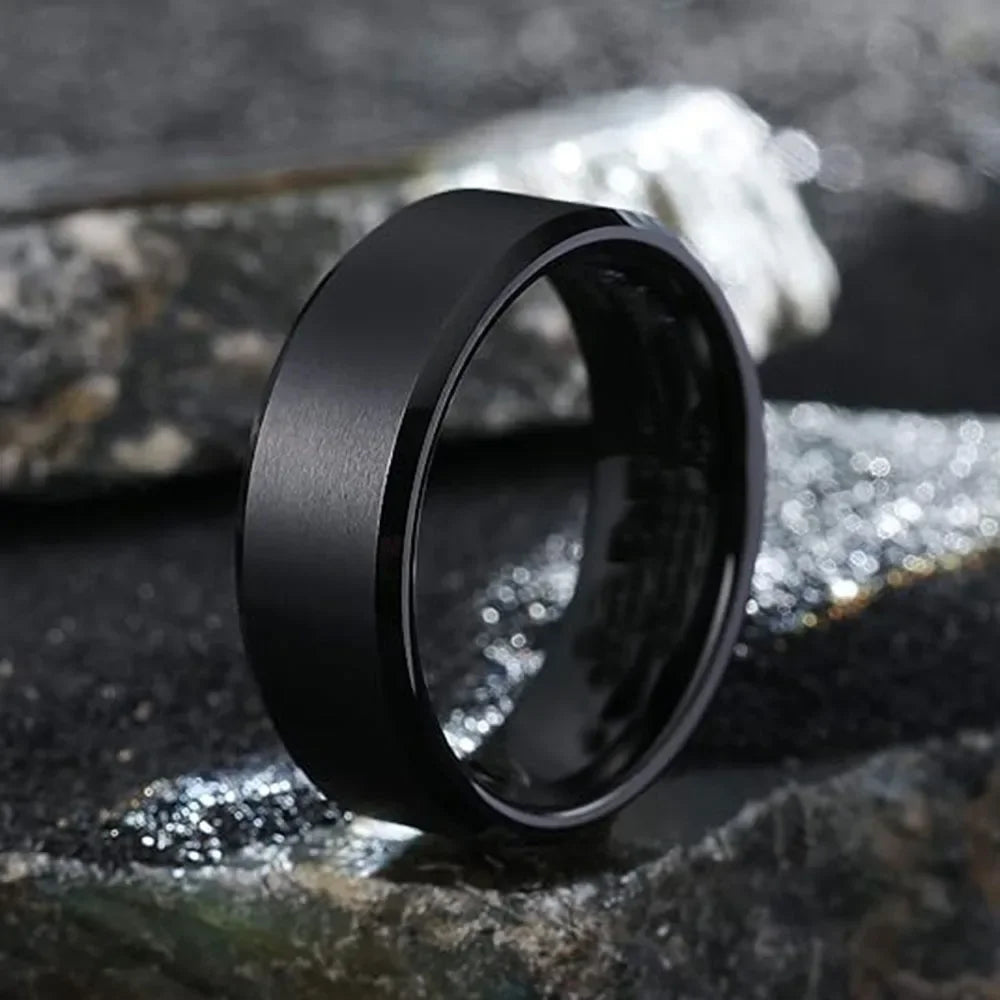 Edelstahlringe für Herren, Farben: Schwarz, Gold, Silbrig, US-Größen 6–13, einfache Bandringe für Herren