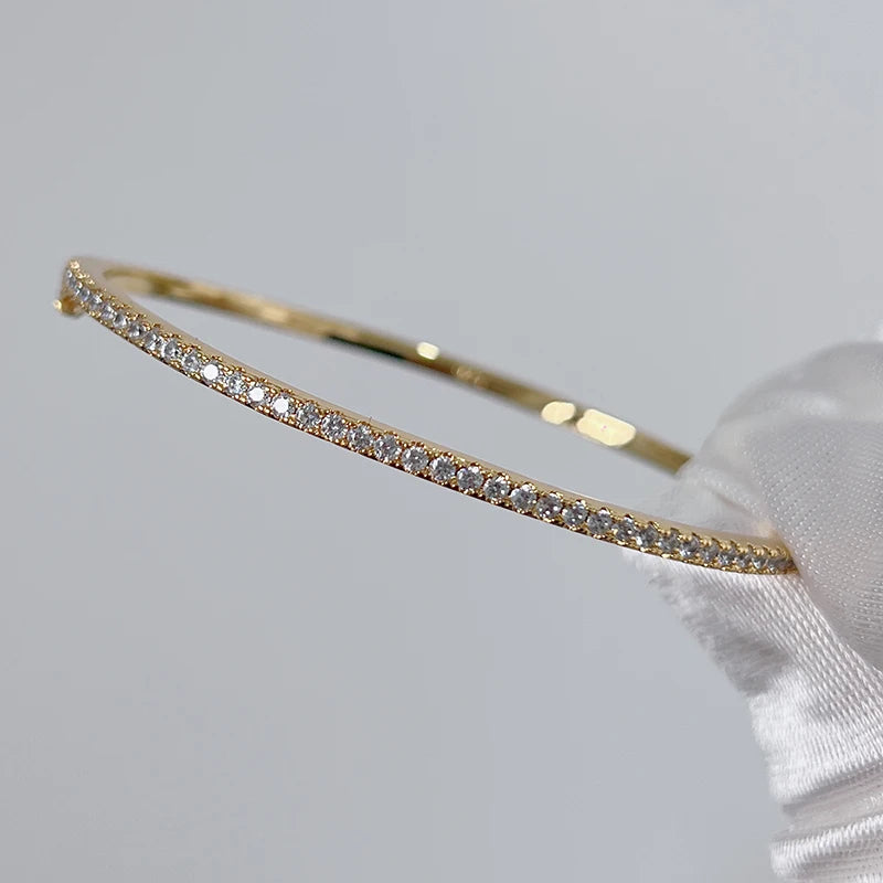Qualität Marke Reinem 925 Sterling Silber Schmuck Für Frauen Gold Armreif Bewegen Diamant Armreif Hochzeit Schmuck Um Niet 6 cm armreif