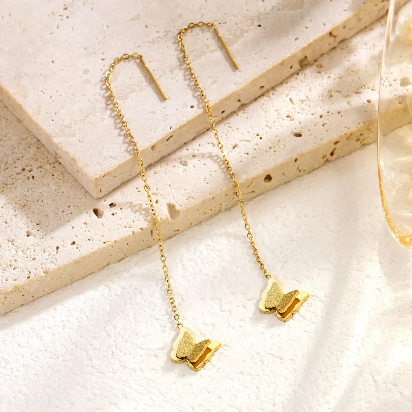 Edelstahl Schmetterling Creolen Für Frauen Schmuck Geschenk Weibliche Lange Quaste Matt Matte Tropfen Ohrringe Koreanische Gesendet Kostenlos