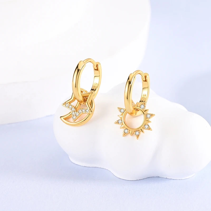 Ohrringe Original 925er Sterlingsilber Ohrstecker Tropfen Creolen Roségold für Frauen Mädchen Party Hochzeit Geburtstag Schmuck Geschenk