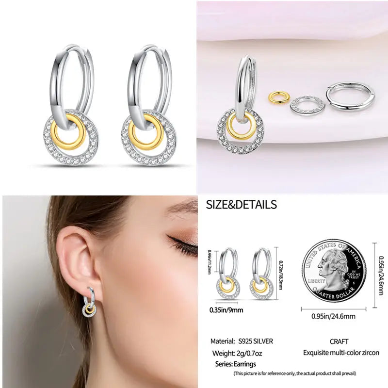 2024 Hotsale Ohrringe aus 925er-Sterlingsilber, Creolen mit Pavé-CZ-U-Form, Zirkon für Frauen, funkelnd, mit Größe, Modellanzeige