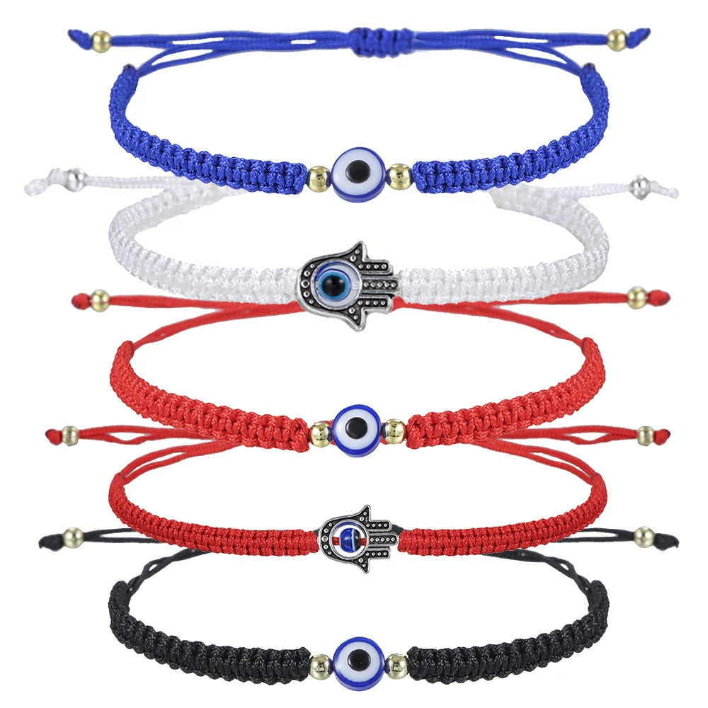 Neue Gebet Hand von Fatima Bösen blick Flechten Armband Rot Schwarz Blau Farbe Nylon Faden Glück Paar Armband Schmuck Männer Frauen